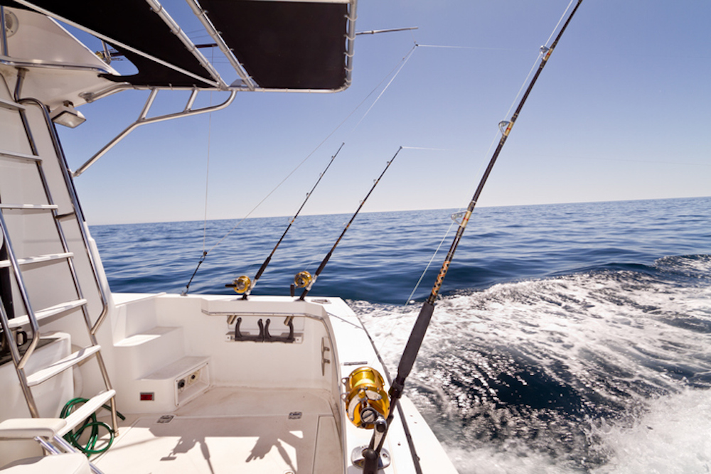 A boat takes part in a fishing competition