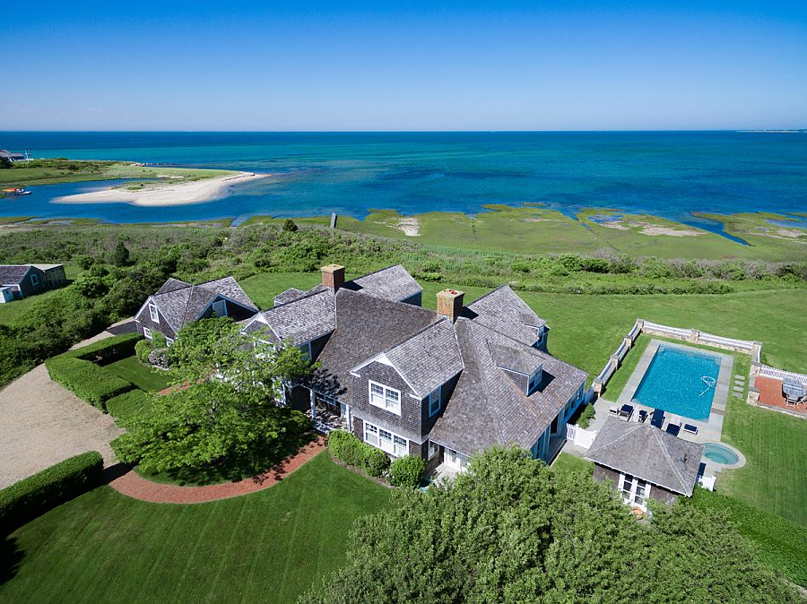 An aerial view of a Martha's Vineyard vacation rental