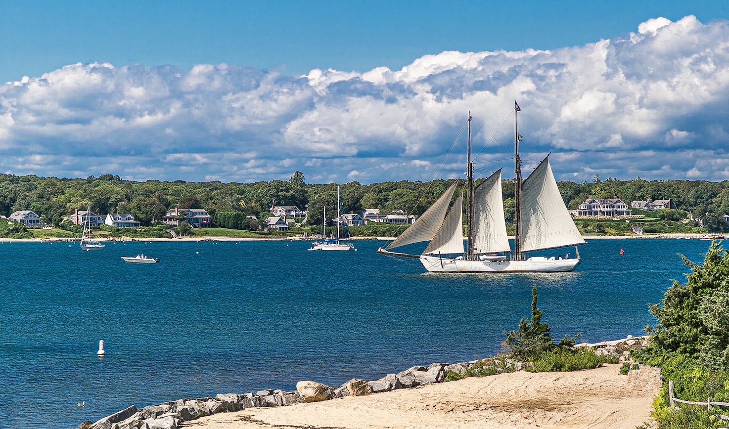 Sailboat in harbor on Martha's Vineyard