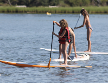 Kids paddleboarding on Martha's Vineyard