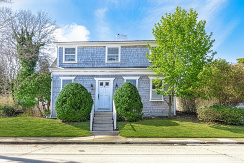 Main Street Front Entry, Lawn has been Super Imposed, Front of House is Beautifully Landscaped with Shrubbery